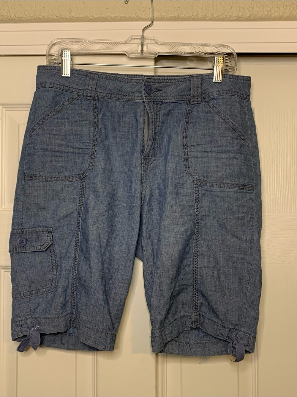 St. John Bay Light Blue Cargo Mid Shorts